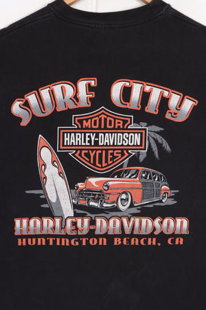 HARLEY DAVIDSON Surf City Front Back T-Shirt USA Made (L)