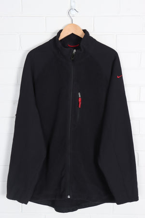 NIKE Black & Red Embroidered Swoosh Logo Fleece Jacket (XXL)