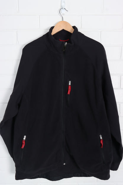 NIKE Black & Red Embroidered Swoosh Logo Fleece Jacket (XXL)