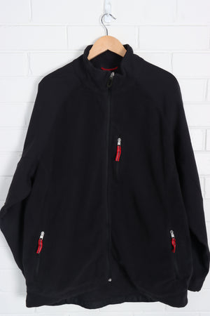 NIKE Black & Red Embroidered Swoosh Logo Fleece Jacket (XXL)
