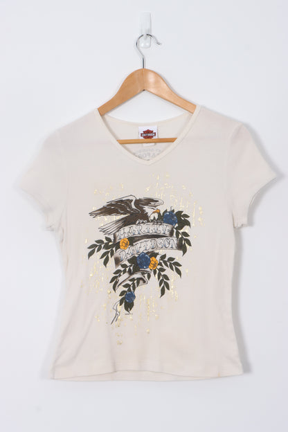 HARLEY DAVIDSON Eagle Rose Crop Tee USA Made (Women's M)