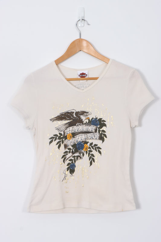 HARLEY DAVIDSON Eagle Rose Crop Tee USA Made (Women's M)