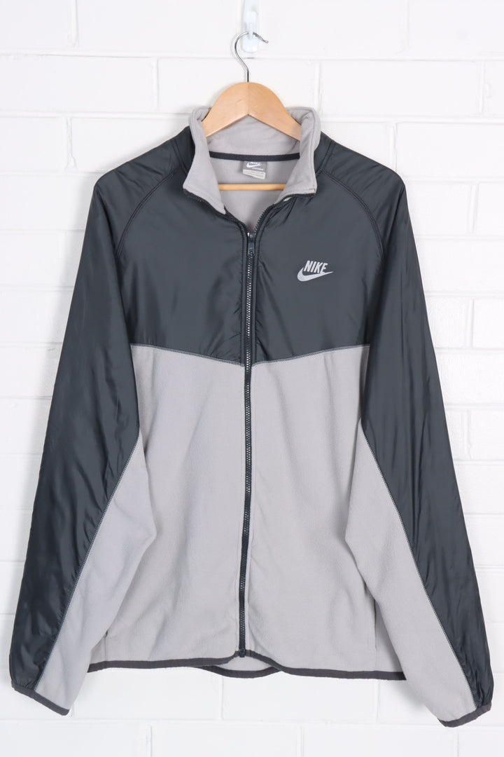NIKE Grey & Silver Zip Up Fleece Jacket (XXL)