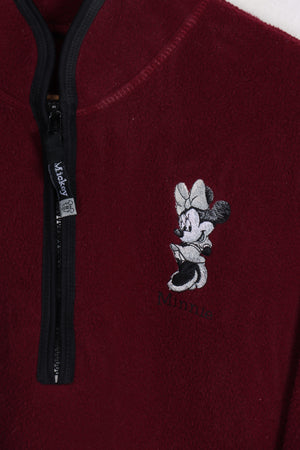 DISNEY Minnie Mouse Embroidered Burgundy & Grey Fleece (XL)