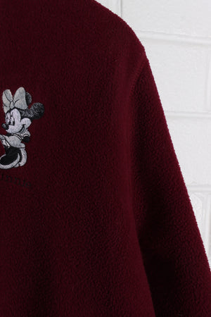 DISNEY Minnie Mouse Embroidered Burgundy & Grey Fleece (XL)