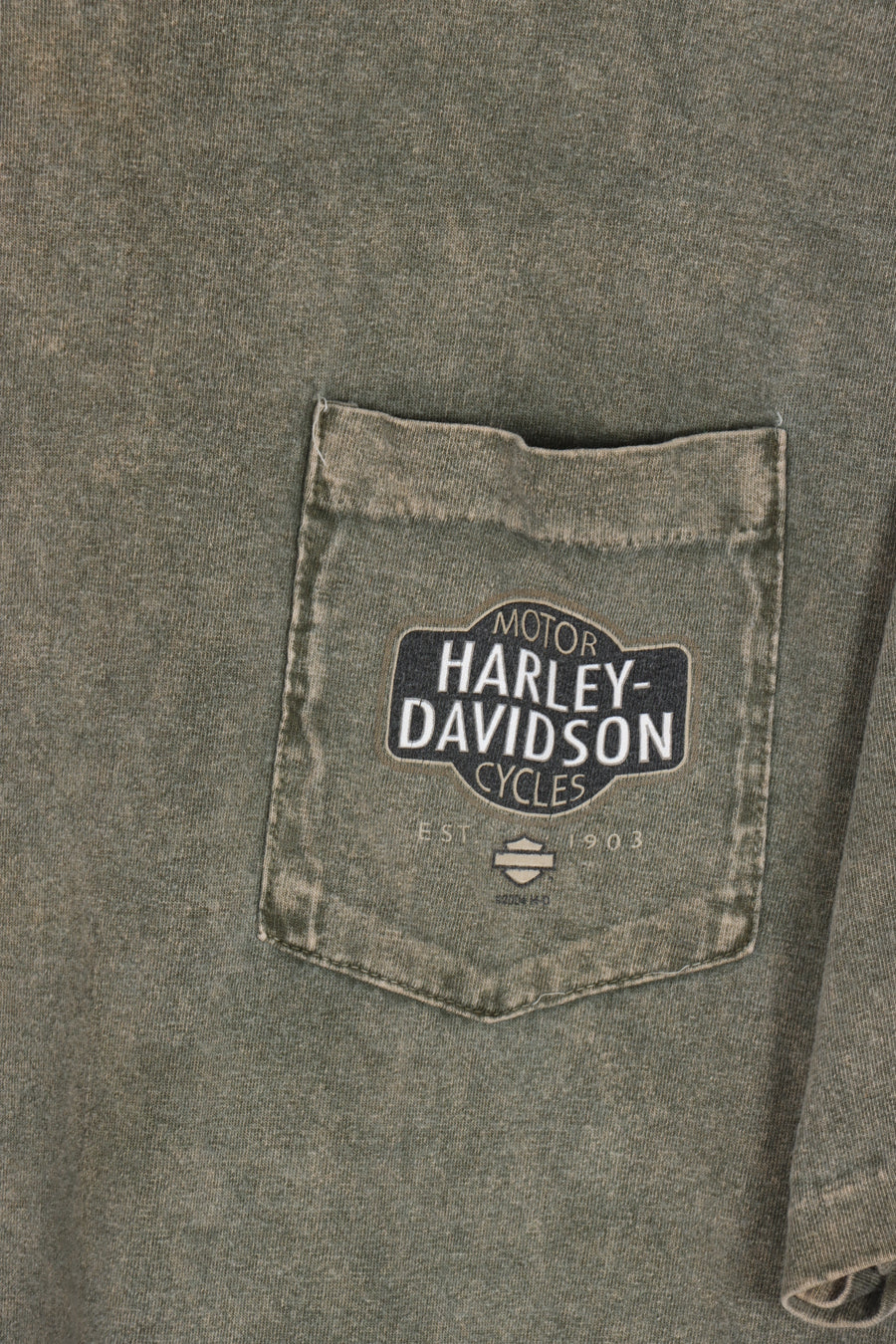 HARLEY DAVIDSON Stonewash Khaki Green USA Made Tee (XL-XXL)