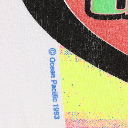 1993 OCEAN PACIFIC 'Funky Wave Action' Fluro Vintage Single Stitch Surf T-Shirt (XL-XXL) Vintage Sole Melbourne
