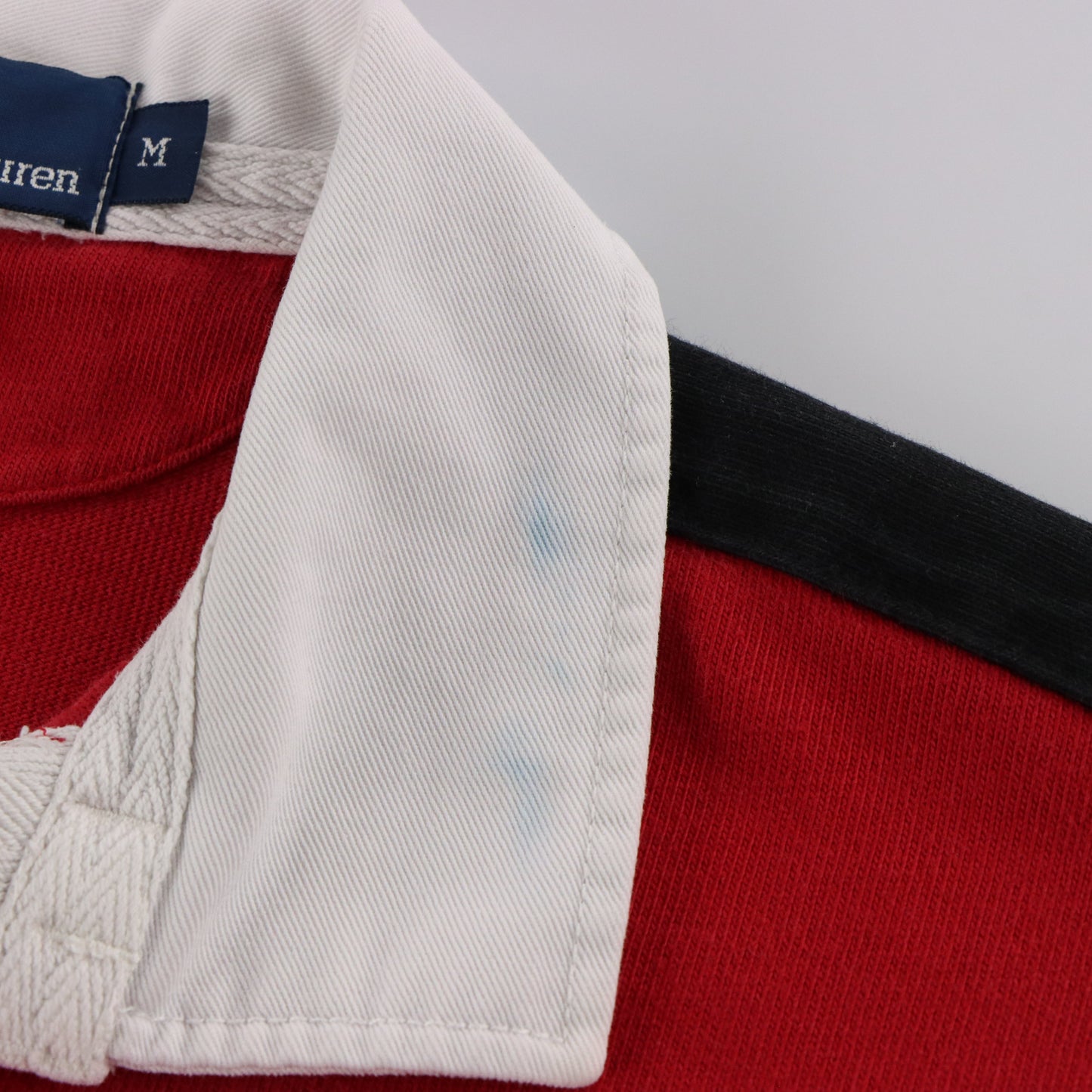 RALPH LAUREN POLO Shield Crest Logo Patch Red Rugby Jumper (L-XL) Vintage Sole Melbourne