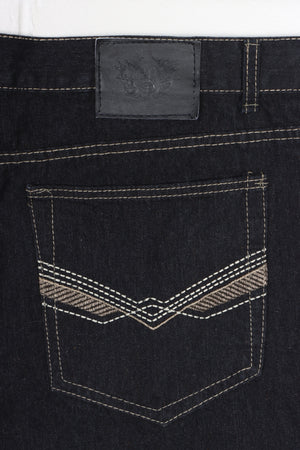 POLITIX Embroidered Black Denim Jorts Shorts (46)