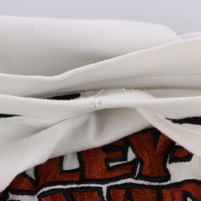 HARLEY DAVIDSON Embroidered Spell Out Logo White V-Neck Long Sleeve T-Shirt (XL TALL)