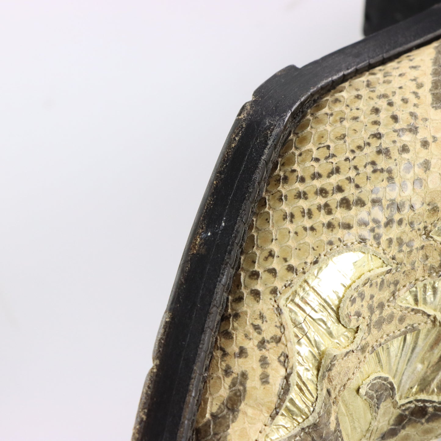 FREE LANCE Gold Foil & Embossed Snake Print Leather Block Heel Cowgirl Boots France Made (38.5) Vintage Sole Melbourne