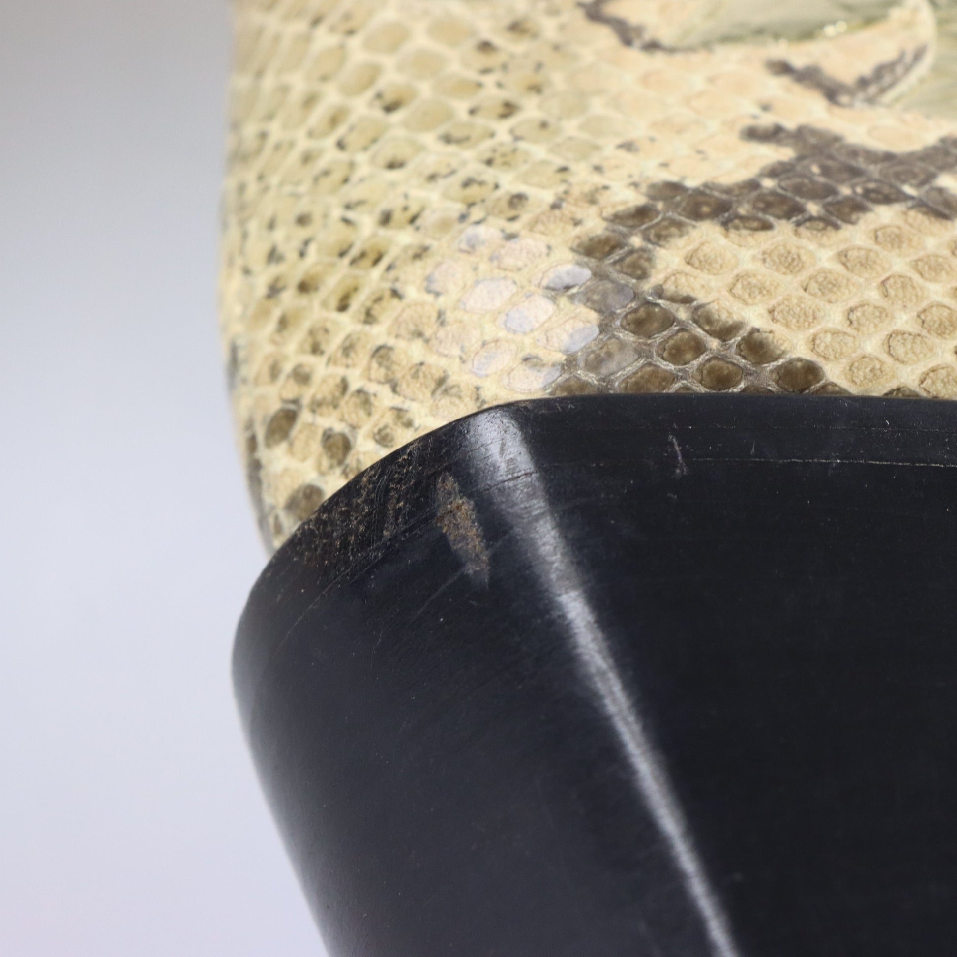 FREE LANCE Gold Foil & Embossed Snake Print Leather Block Heel Cowgirl Boots France Made (38.5) Vintage Sole Melbourne