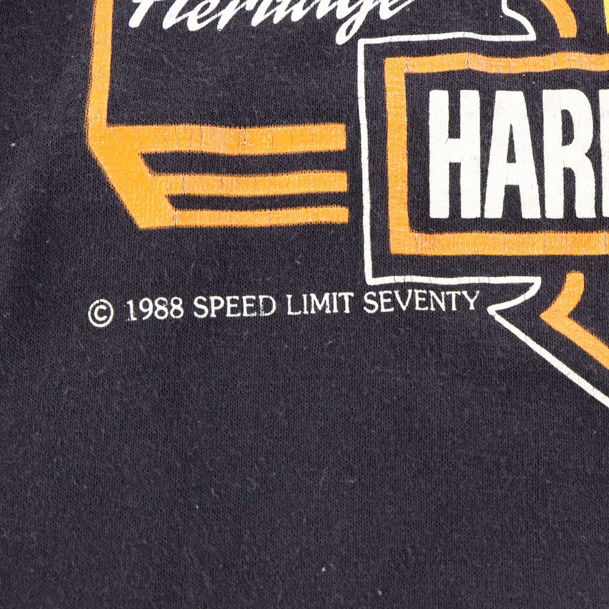 Vintage 1988 HARLEY DAVIDSON "Real Steel" Black Single Stitch Sleeveless Tee USA Made (M TALL) Vintage Sole Melbourne