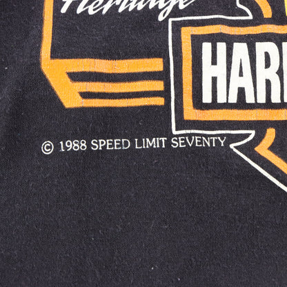 Vintage 1988 HARLEY DAVIDSON "Real Steel" Black Single Stitch Sleeveless Tee USA Made (M TALL) Vintage Sole Melbourne