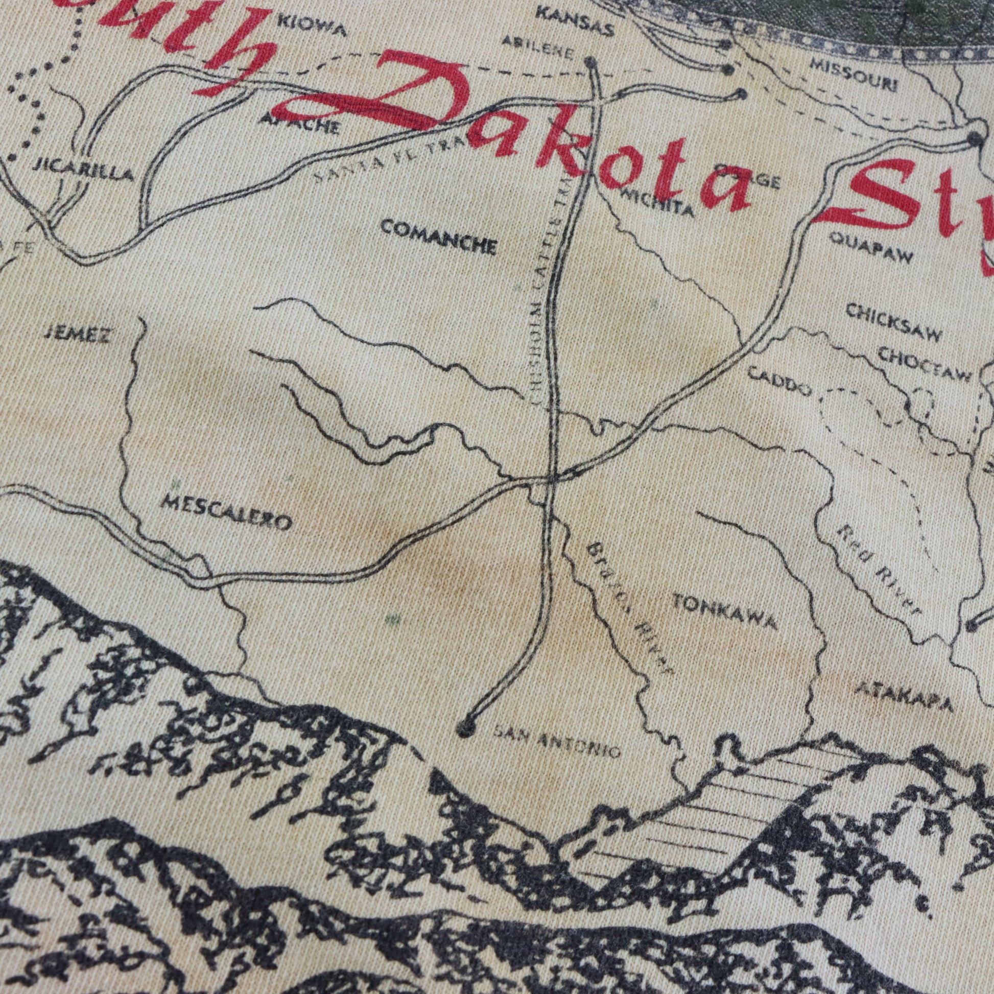 Vintage American Heritage "South Dakota Style" Map All Over Print Single Stitch Tee USA Made (L) Vintage Sole Melbourne