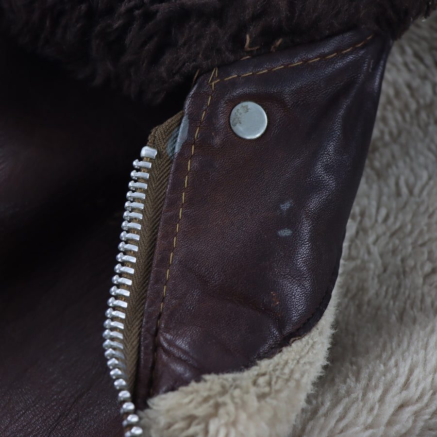 Vintage SCHOTT 70s Brown Leather Flight Jacket IS-674-MS (L)