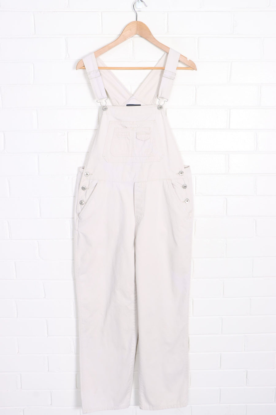 Long White Cotton Workwear Overalls (S)