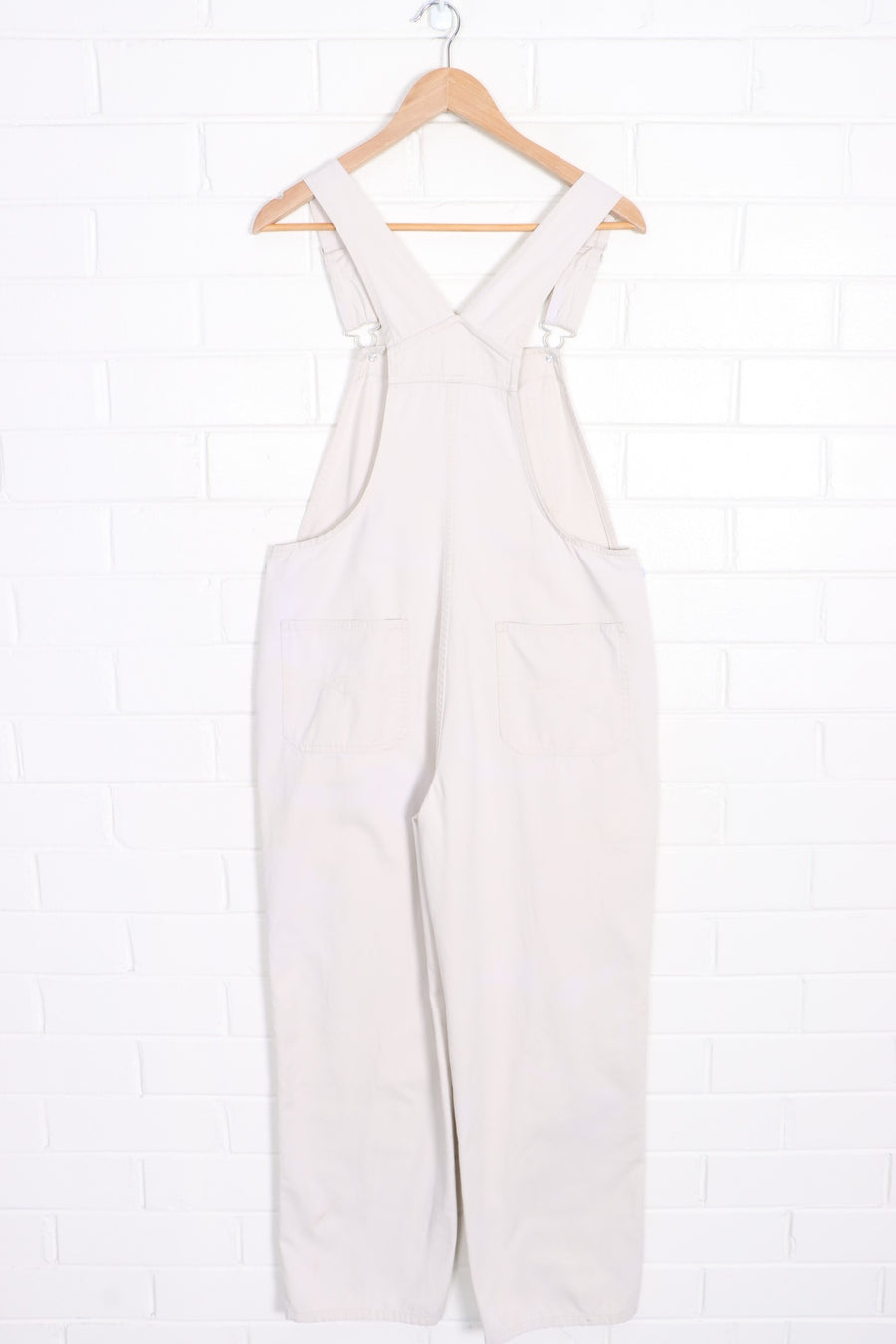 Long White Cotton Workwear Overalls (S)