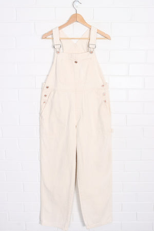 Beige Chevron Heavyweight Long Carpenter Workwear Overalls (M)