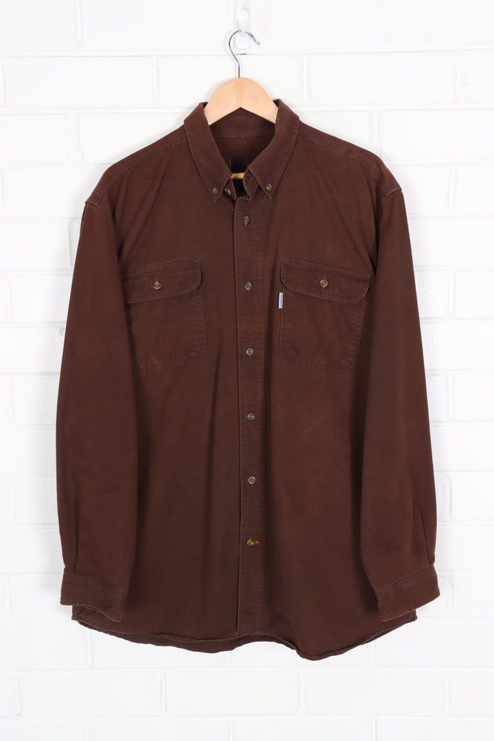 CARHARTT Brown Button Up Heavy Weight Shirt (XXL)