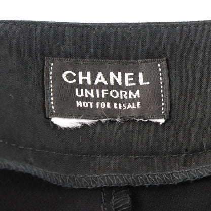 CHANEL Black 'CC' Logo Button Straight Leg Pants (Women's 10)