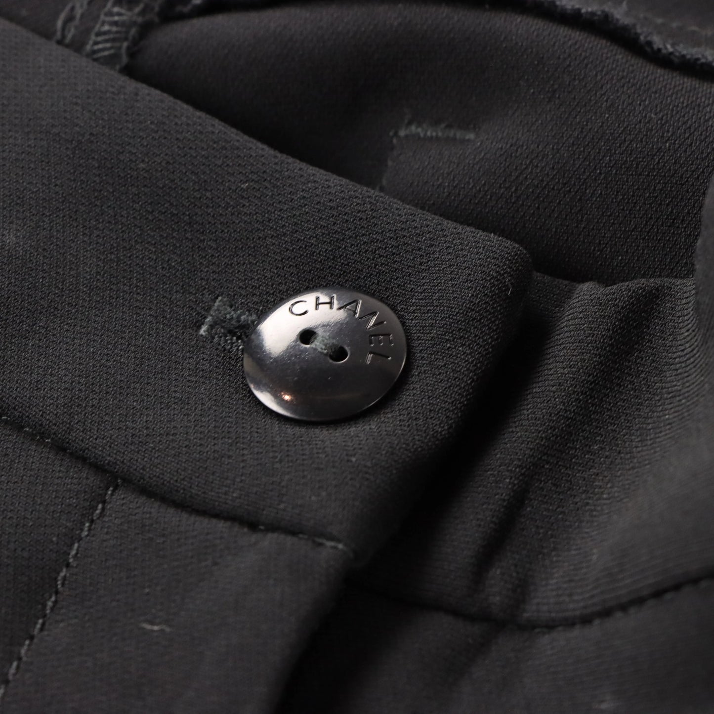 CHANEL Black 'CC' Logo Button Straight Leg Pants (Women's 10)