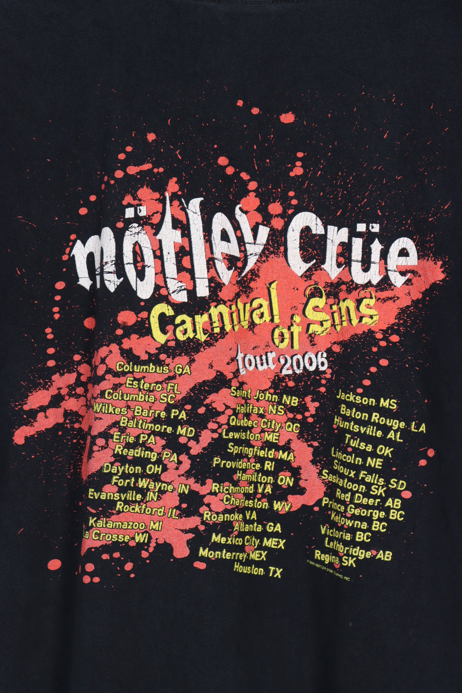 Mötley Crüe Carnival of Sins USA Tour Band Merch Tee (L)