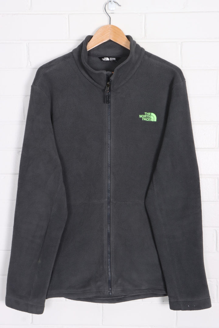 THE NORTH FACE Grey & Neon Green 'Khumbu' Fleece Jacket (XL)