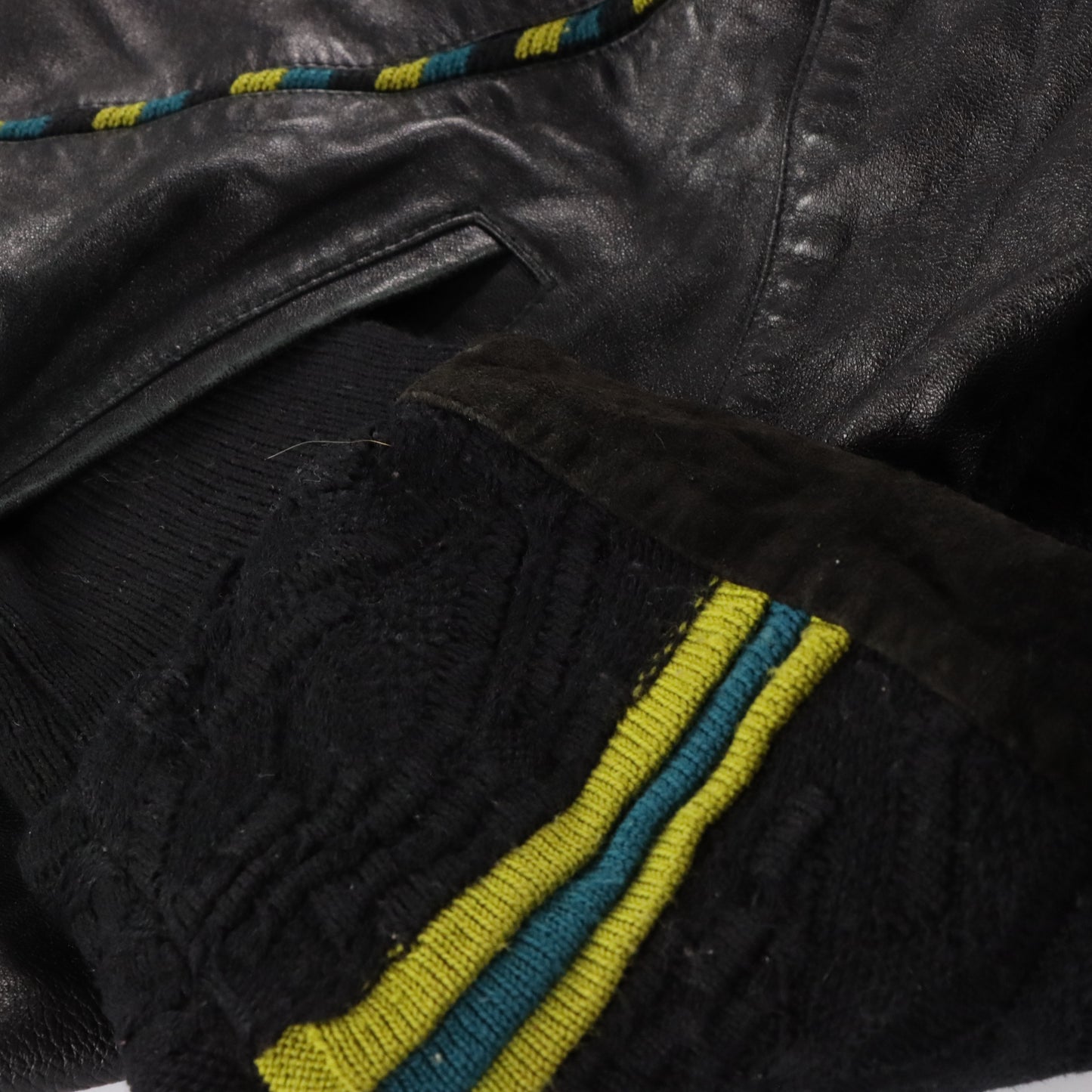 Vintage SAXONY Genuine Leather Suede Coogi Style Knit Jacket (XXL) Vintage Sole Melbourne