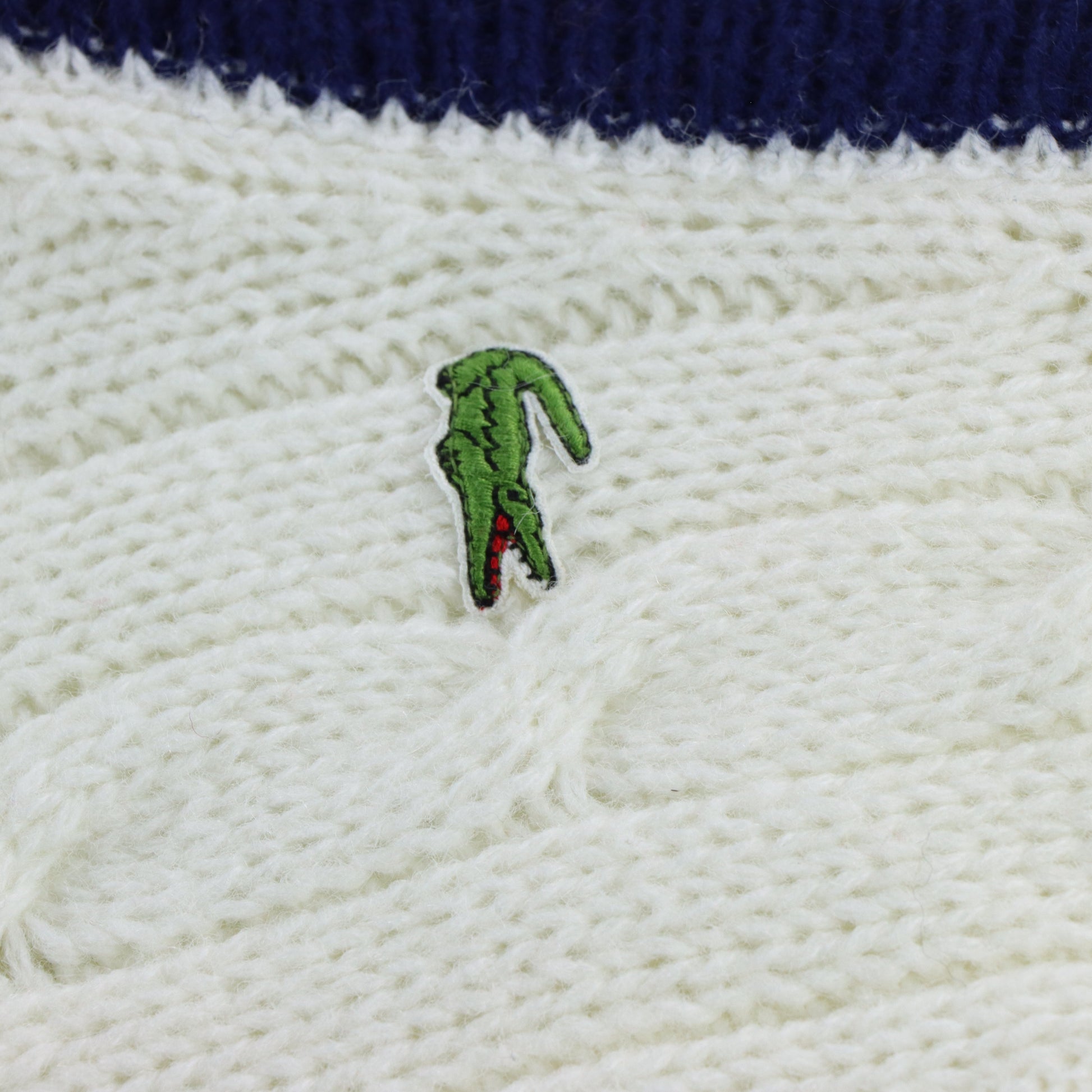 Vintage LACOSTE  Embroidered Logo Cricket Knit White & Maroon Vest (L) Vintage Sole Melbourne