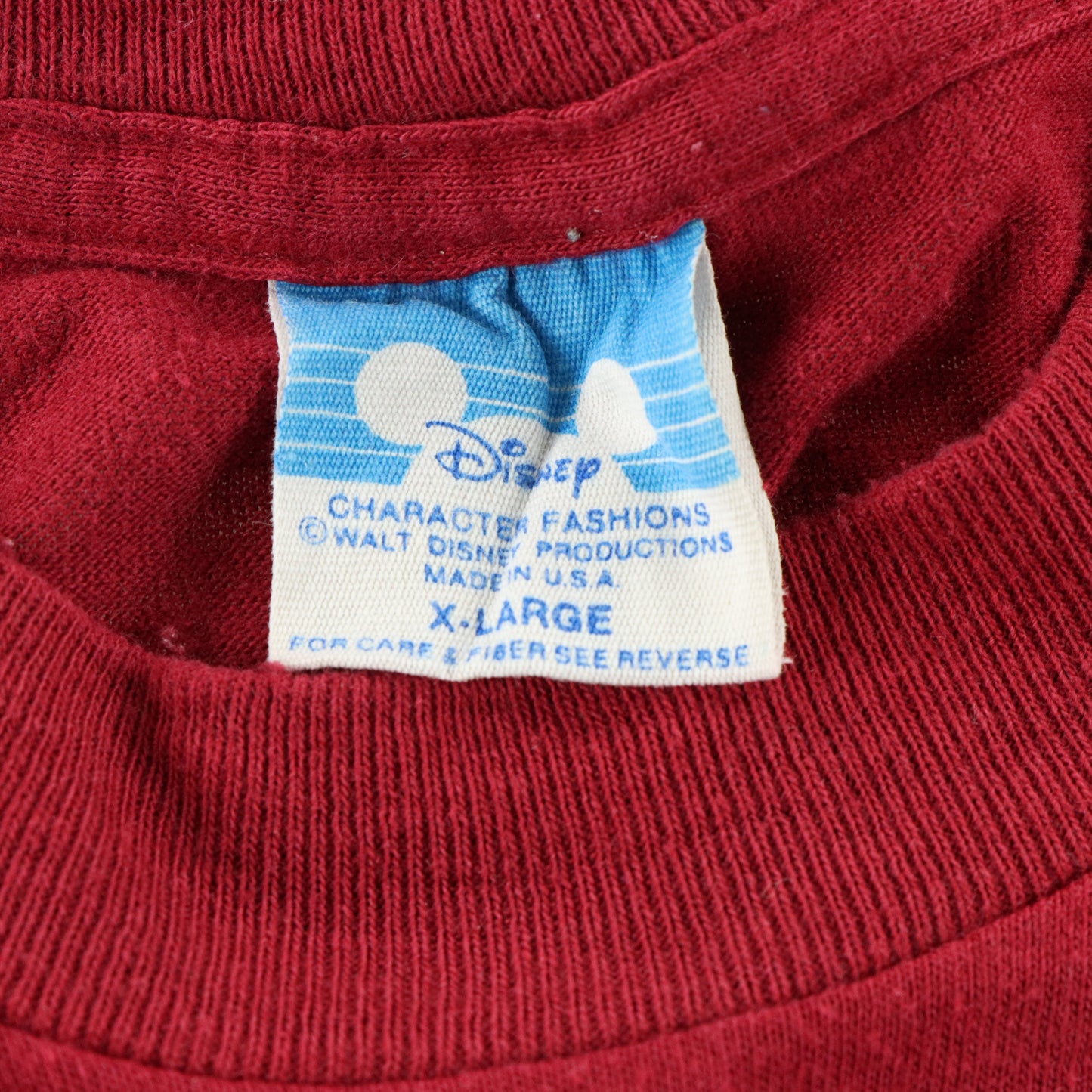 Vintage DISNEY Maroon & Yellow 'Walt Disney World' Single Stitch Tee USA Made (XL) Vintage Sole Melbourne