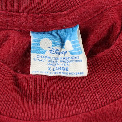 Vintage DISNEY Maroon & Yellow 'Walt Disney World' Single Stitch Tee USA Made (XL) Vintage Sole Melbourne