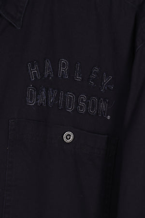 HARLEY DAVIDSON Embroidered Black Wings Long Sleeve Shirt (L)