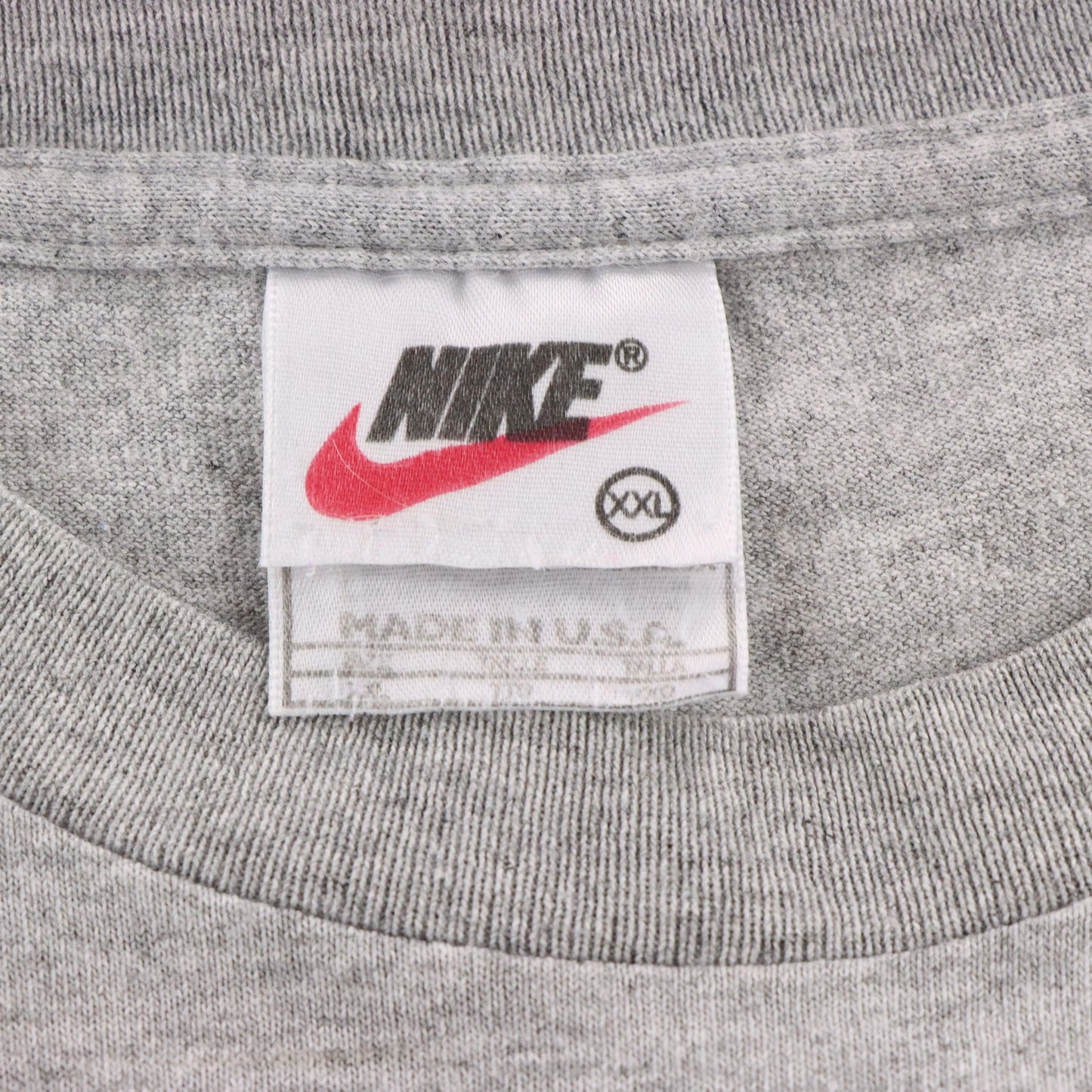 Vintage NIKE Grey Big Centre Swoosh Logo USA Made Tee (XXL)