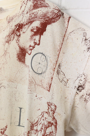Michelangelo Sketch Renaissance Art All Over Print Tee (XL)