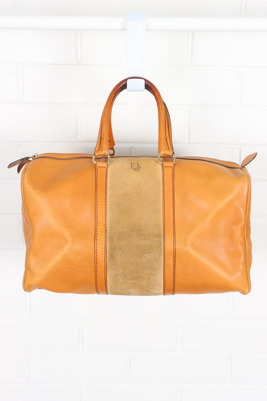 Vintage CHRISTIAN DIOR BAGAGES Leather & Suede 'Boston' Duffle Bag