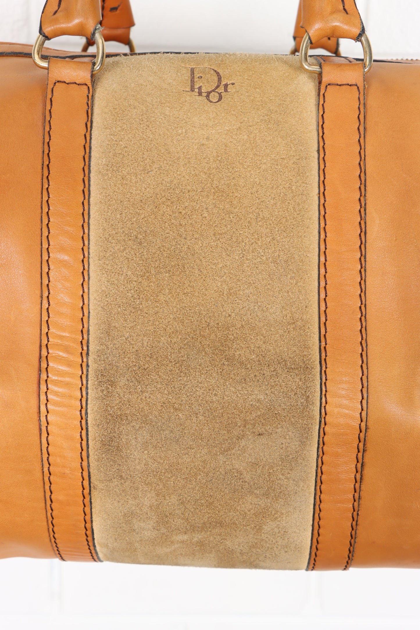 Vintage CHRISTIAN DIOR BAGAGES Leather & Suede 'Boston' Duffle Bag