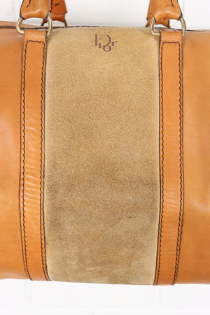 Vintage CHRISTIAN DIOR BAGAGES Leather & Suede 'Boston' Duffle Bag