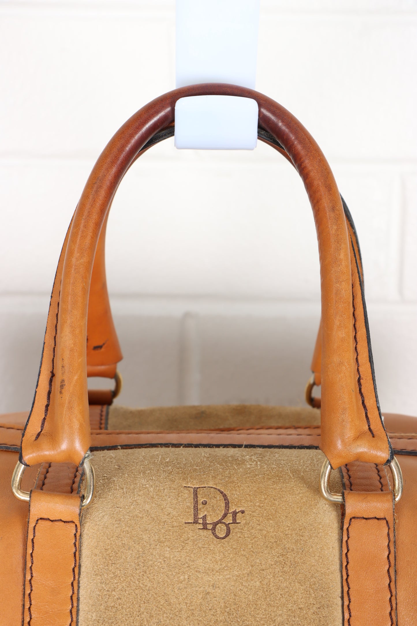 Vintage CHRISTIAN DIOR BAGAGES Leather & Suede 'Boston' Duffle Bag
