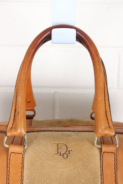 Vintage CHRISTIAN DIOR BAGAGES Leather & Suede 'Boston' Duffle Bag