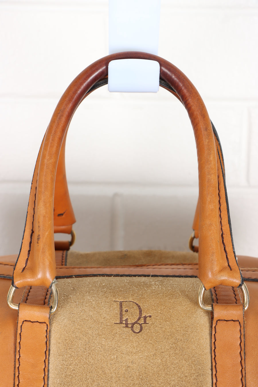 Vintage CHRISTIAN DIOR BAGAGES Leather & Suede 'Boston' Duffle Bag