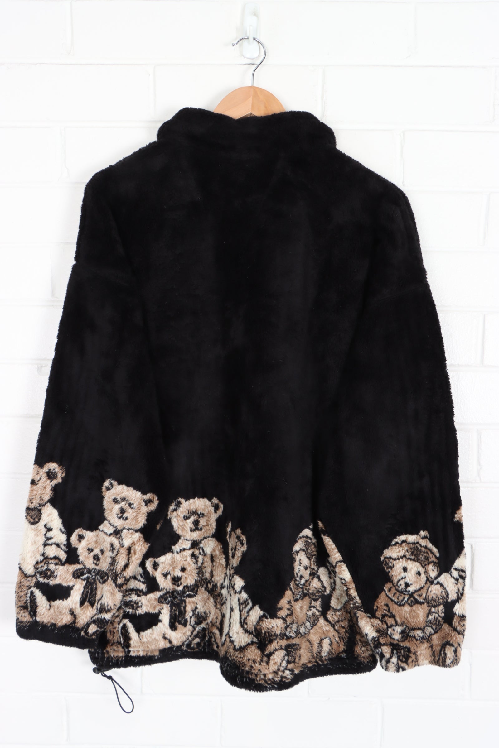 Teddy Bear COBBLESTONE CANYON Black Fleece Jacket USA Made L Vintage Sole Melbourne