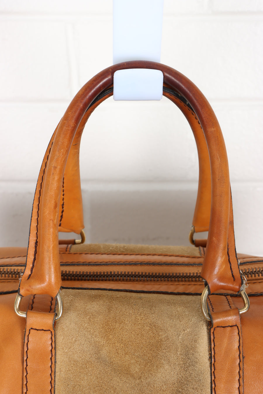 Vintage CHRISTIAN DIOR BAGAGES Leather & Suede 'Boston' Duffle Bag