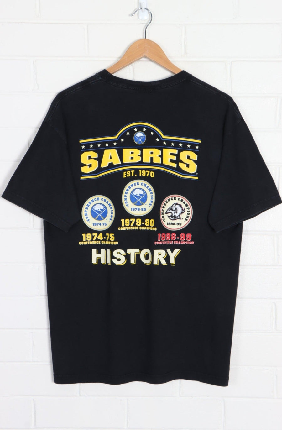 NHL Buffalo Sabres Championship History Front Back T-Shirt (M-L)