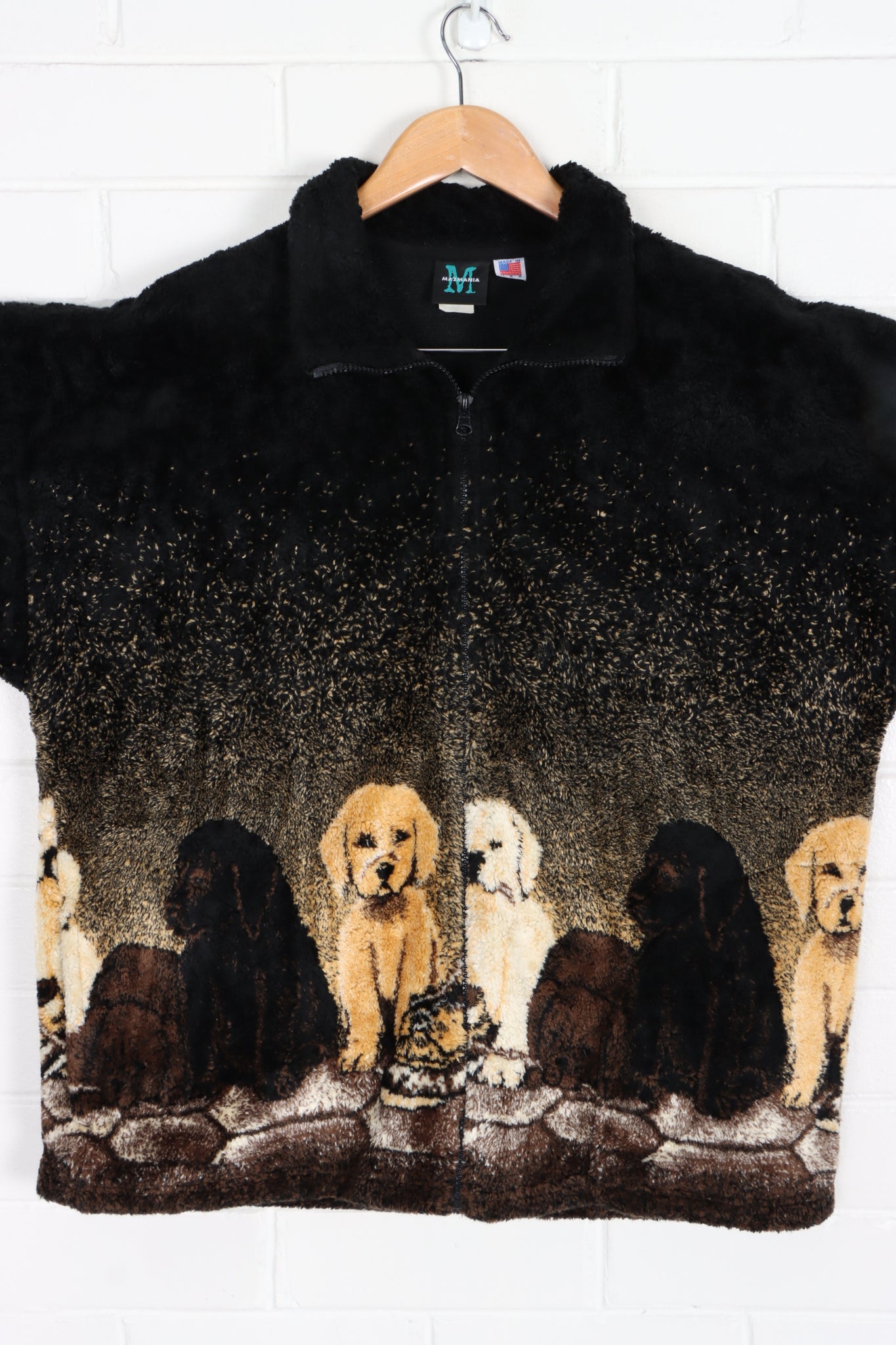 Dog print fleece jacket clearance
