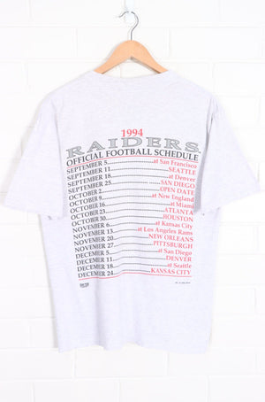 Las Vegas Raiders 1994 NFL Schedule Front Back Single Stitch T-Shirt (S) - Vintage Sole Melbourne