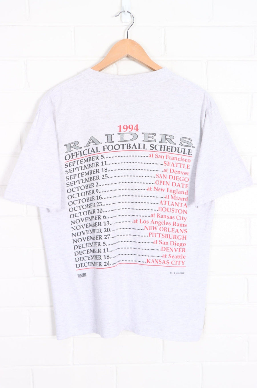 Las Vegas Raiders 1994 NFL Schedule Front Back Single Stitch T-Shirt (S) - Vintage Sole Melbourne