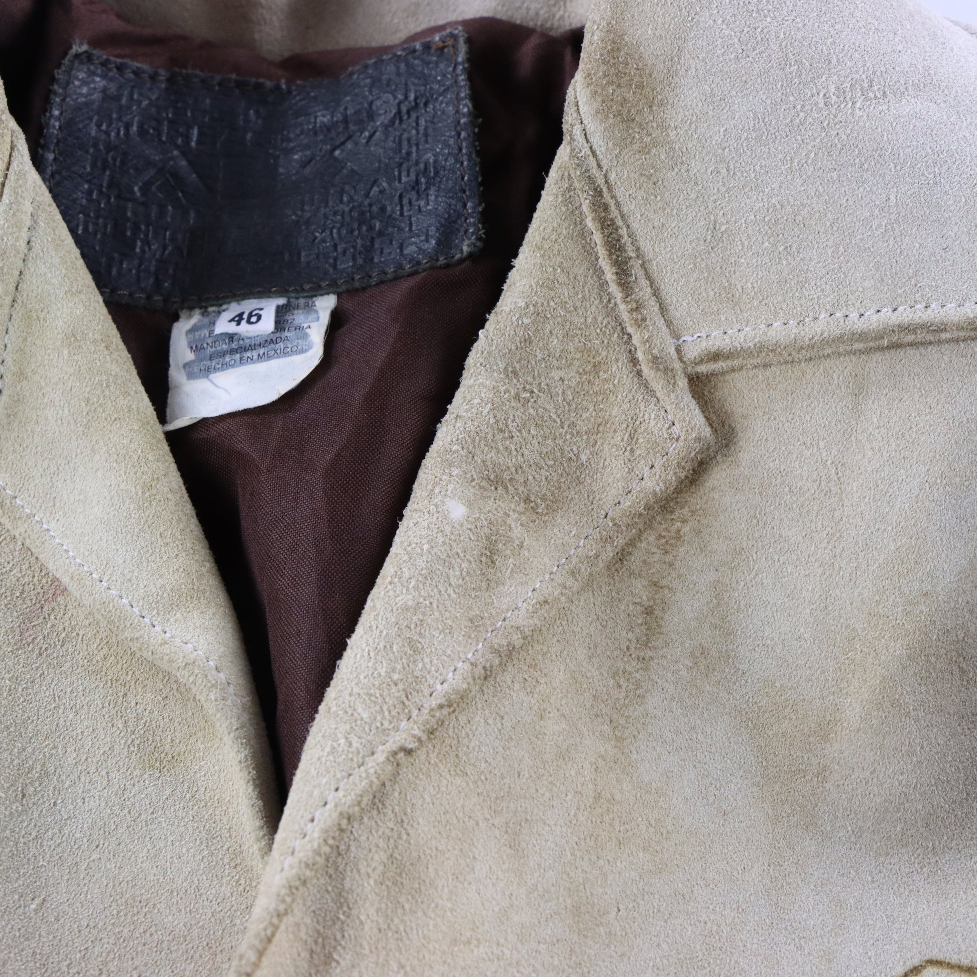 Vintage CREACIONES Hand-Tooled Beige Suede Western Fringe Jacket (XL) Vintage Sole Melbourne