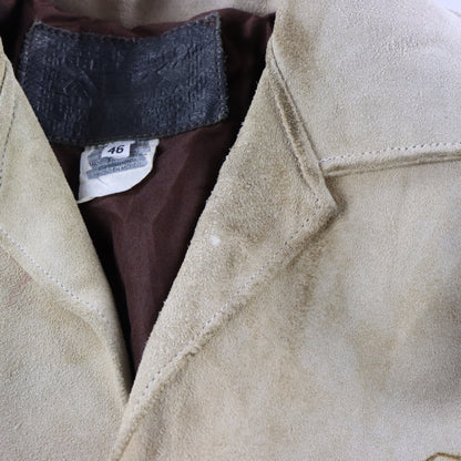 Vintage CREACIONES Hand-Tooled Beige Suede Western Fringe Jacket (XL) Vintage Sole Melbourne
