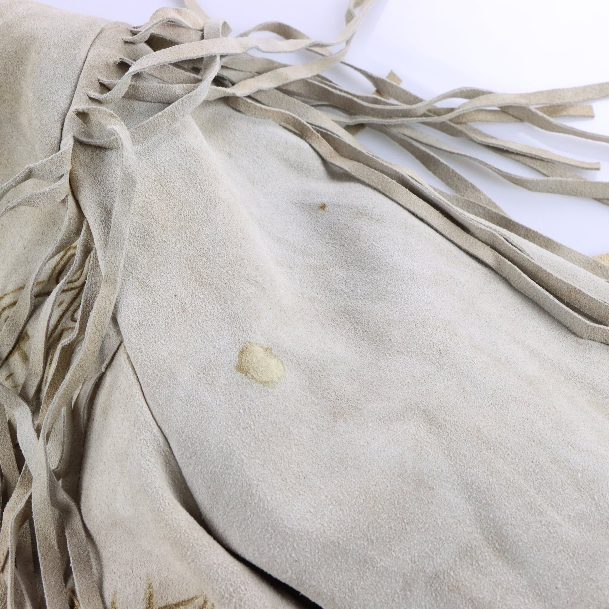 Vintage CREACIONES Hand-Tooled Beige Suede Western Fringe Jacket (XL) Vintage Sole Melbourne